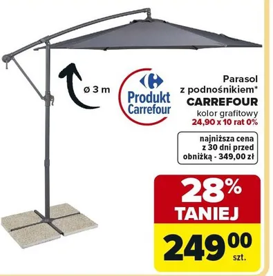 Parasol z podnośnikiem Carrefour promocja w Carrefour
