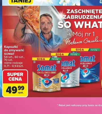 Kapsułki do zmywarki Somat Excellence 4in1 promocja w Carrefour