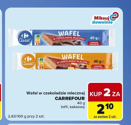 Wafel w czekoladzie mlecznej toffi Carrefour Classic promocja w Carrefour Express