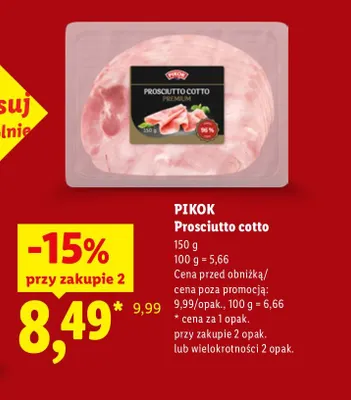 Prosciutto cotto Pikok promocja w Lidl