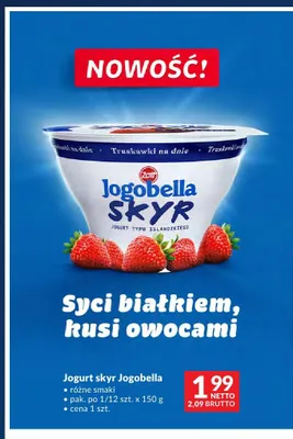 Jogurt skyr Zott Jogobella truskawkowy promocja w Makro
