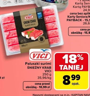 Paluszki surimi śnieżny krab promocja w Carrefour