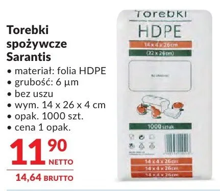 Torebki spożywcze Sarantis promocja w Makro