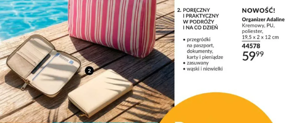 Organizer Adaline Kremowy PU poliester 19,5x2x12cm promocja w AVON