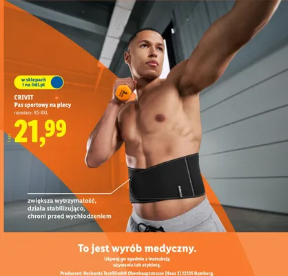 Pas sportowy na plecy promocja w Lidl