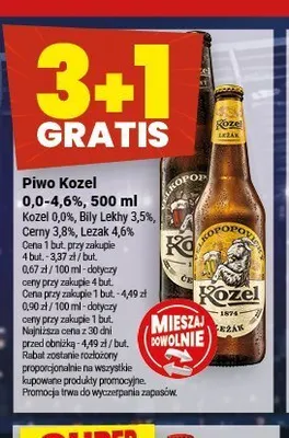 Piwo Kozel Cerny 3,8% promocja w Twój Market