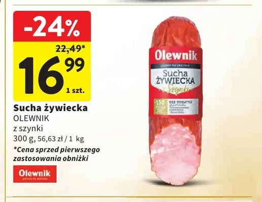 Sucha żywiecka z szynki Olewnik promocja w Intermarche
