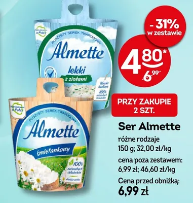 Serek twarogowy Almette lekki z ziołami promocja w Żabka