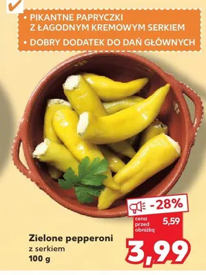 Zielone pepperoni z serkiem promocja w Kaufland