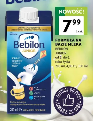 Formuła na bazie mleka Junior od 2. do 6. roku życia promocja w Intermarche