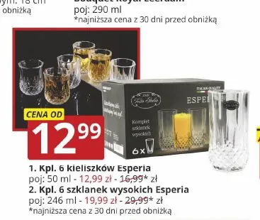 Komplet 6 szklanek wysokich Esperia promocja w Prymus AGD