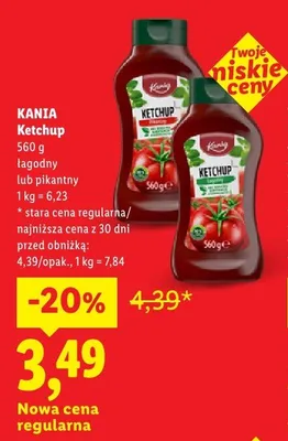 Ketchup łagodny Kania promocja w Lidl