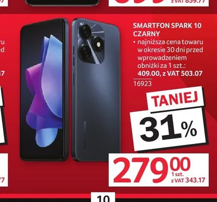 Smartfon Tecno Spark 10 czarny promocja w Selgros