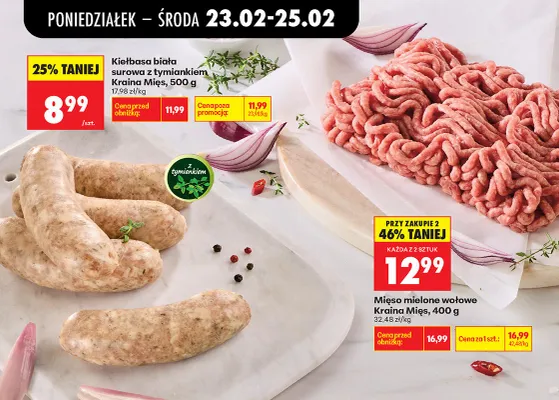 Kiełbasa biała surowa z tymiankiem promocja w Biedronka