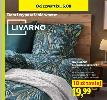Pościel satynowa z mikrofibry Livarno Home 140x200 cm promocja w Lidl
