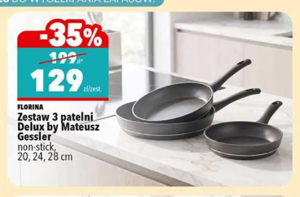 Zestaw 3 patelni Delux by Mateusz Gessler non-stick Florina promocja w Biedronka