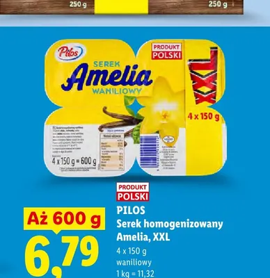 Serek homogenizowany Pilos Amelia waniliowy XXL 4-pak promocja w Lidl