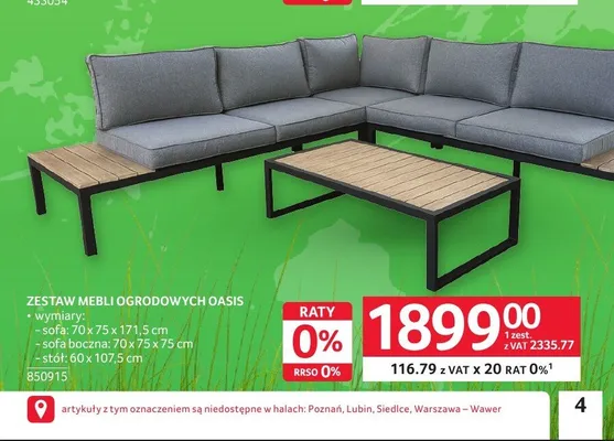 Zestaw mebli ogrodowych Oasis promocja w Selgros