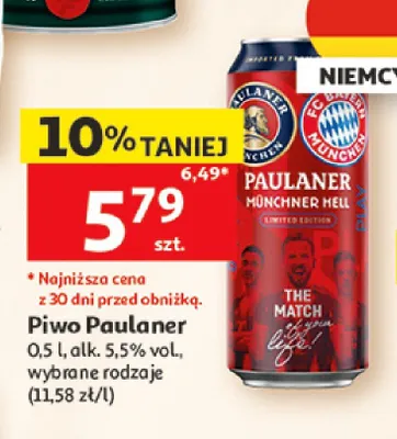 Piwo Paulaner Münchner Hell promocja w Auchan