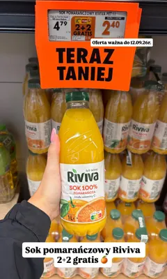 Sok pomarańczowy Riviva 100% promocja w Biedronka