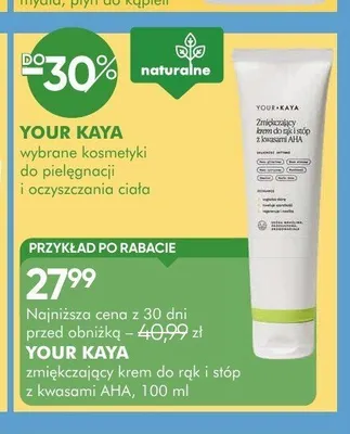 Zmiękczający krem do rąk i stóp Your Kaya z kwasami AHA promocja w Super-Pharm