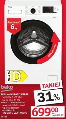 Pralka BEKO WUE6512WPBSE promocja w Selgros