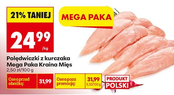 Polędwiczki z kurczaka Mega Paka Kraina Mięs promocja w Biedronka
