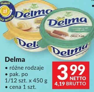 Delma różne rodzaje margaryna promocja w Makro
