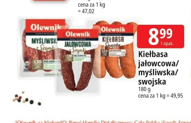 Kiełbasa myśliwska Olewnik promocja w Leclerc