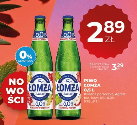 Piwo bezalkoholowe Łomża Radler Kwaśne Porzeczki promocja w Duży Ben
