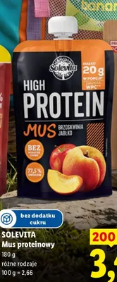 Mus proteinowy brzoskwinia jabłko Solevita promocja w Lidl
