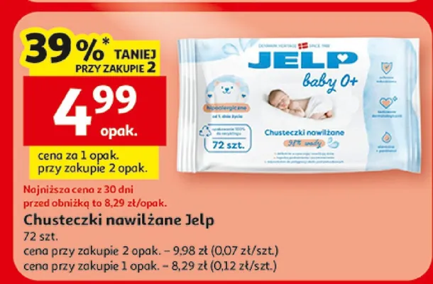 Chusteczki nawilżane Jelp baby 0+ promocja w Auchan