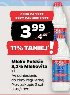 Mleko polskie 3,2% Mlekovita promocja w Netto