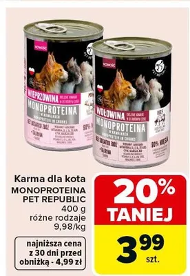 Karma dla kota monoproteinowa promocja w Carrefour