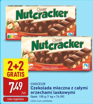 Czekolada mleczna z całymi orzechami laskowymi Choceur Nutcracker promocja w Aldi