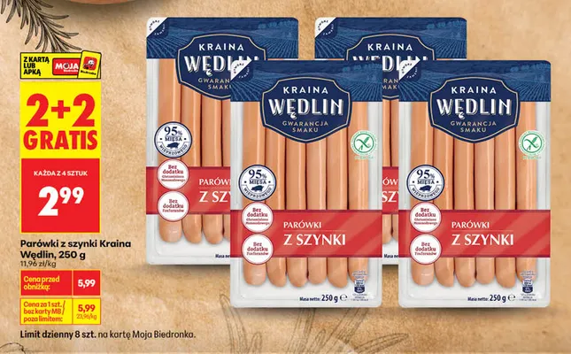 Parówki z szynki Kraina Wędlin promocja w Biedronka