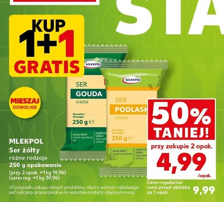 Ser żółty Podlaski Mlekpol promocja w Kaufland