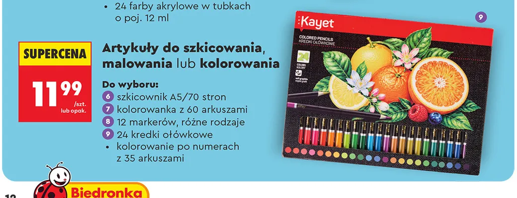 Kolorowanka z 60 arkuszami Kayet promocja w Biedronka