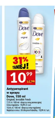 Antyperspirant w sprayu Invisible Fresh Dove promocja w Twój Market