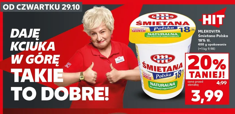 Śmietana Polska Mlekovita 18% promocja w Kaufland