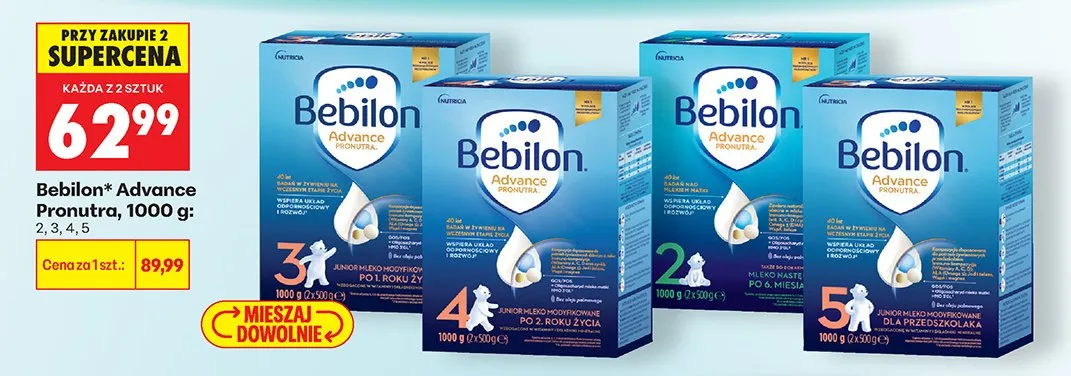 Mleko modyfikowane Advance Pronutra 2, 3, 4, 5 promocja w Biedronka