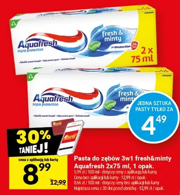 Pasta do zębów fresh feel Aquafresh plus promocja w Twój Market