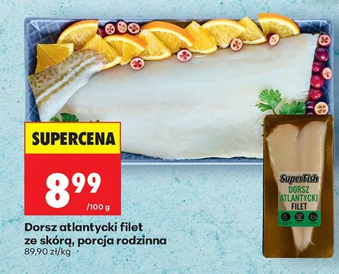 Dorsz atlantycki filet ze skórą porcja rodzinna promocja w Biedronka