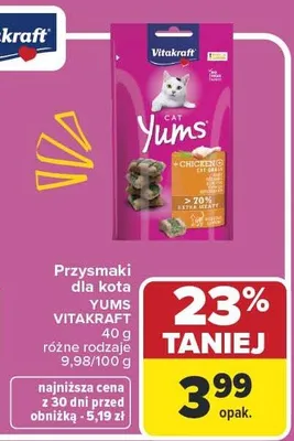 Przysmaki dla kota Vitakraft Yums 16 g różne rodzaje promocja w Carrefour