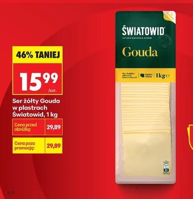 Ser żółty Gouda w plastrach promocja w Biedronka