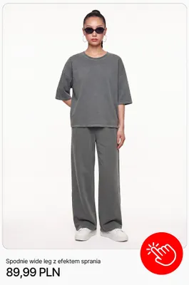 Spodnie wide leg z efektem sprania Cropp promocja w Cropp