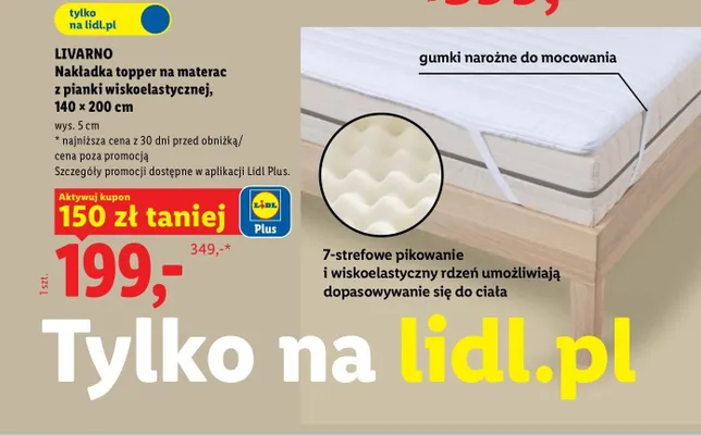 Nakładka topper na materac z pianki wiskoelastycznej Livarno promocja w Lidl