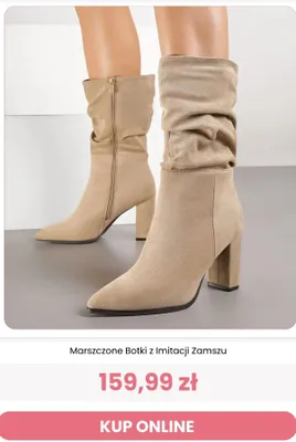 Botki damskie marszczone z imitacji zamszu Renee promocja w Renee
