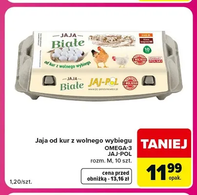Jajka kurze od kur z wolnego wybiegu Omega-3 Jaj-Pol rozm. M promocja w Carrefour Market