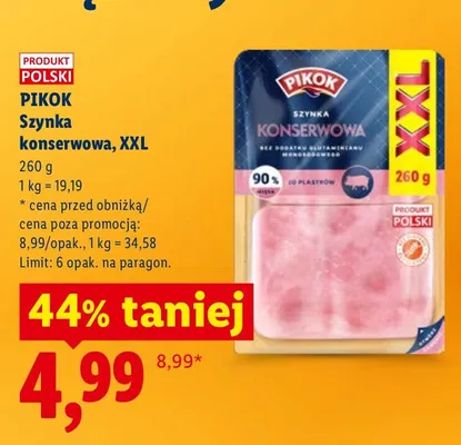 Szynka konserwowa XXL Pikok promocja w Lidl